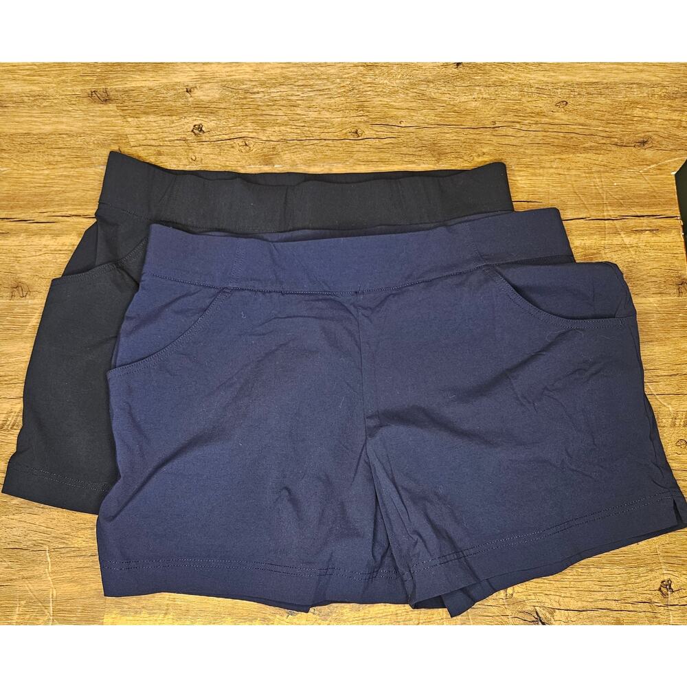 Columbia Womens Anytime Casual pull on short sz XL 2 pair black blue UPF 50